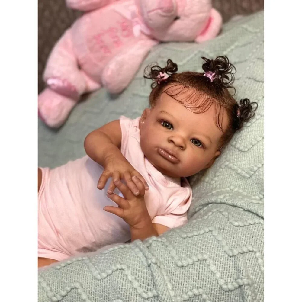 20Inch Realistic Baby Doll African American Reborn Babies Brown Country Doll